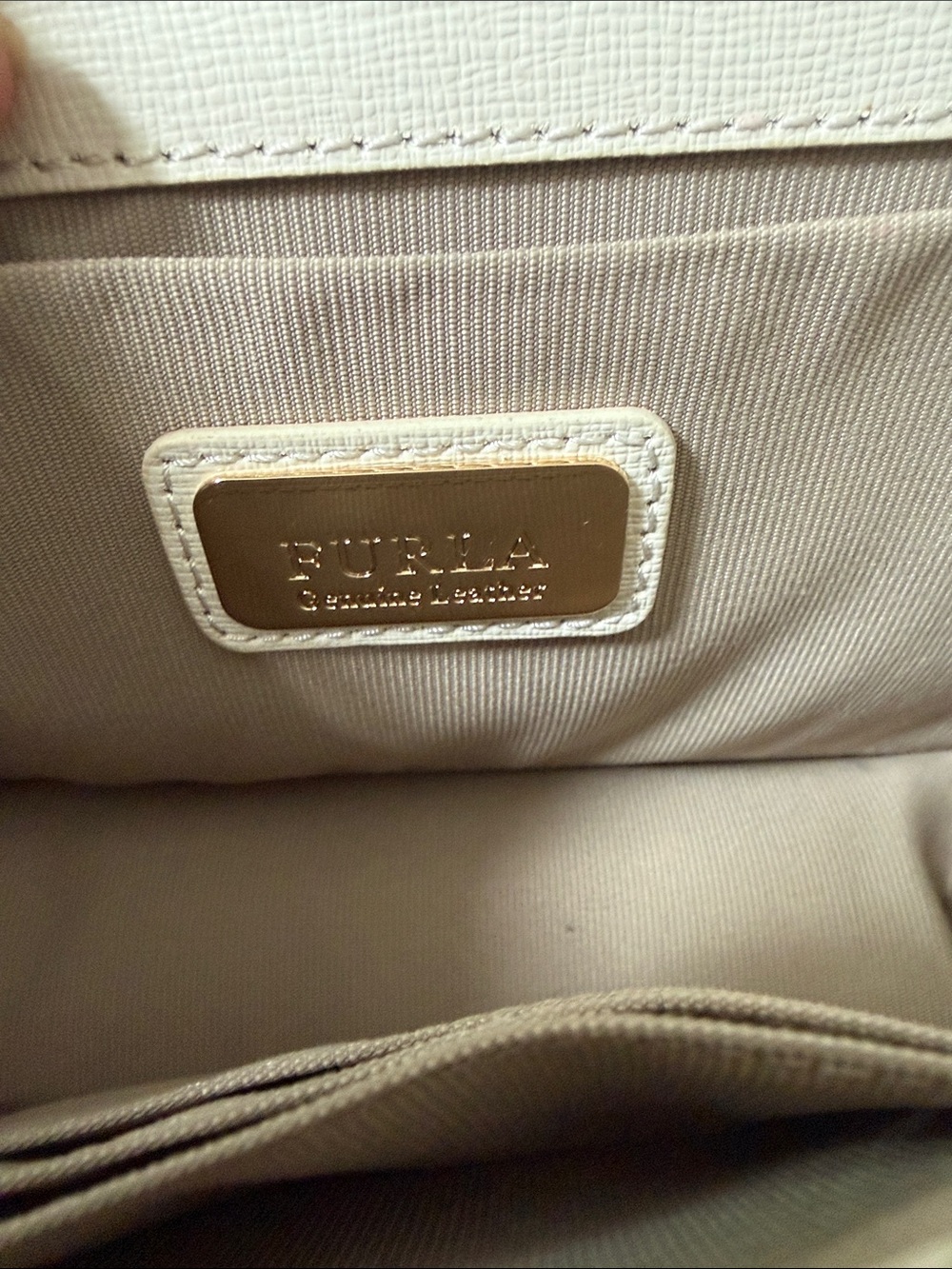 Furla Carol Mini Leather Chain Crossbody Flap Bag White Cream Furla Metal Logo - Picture 4 of 10